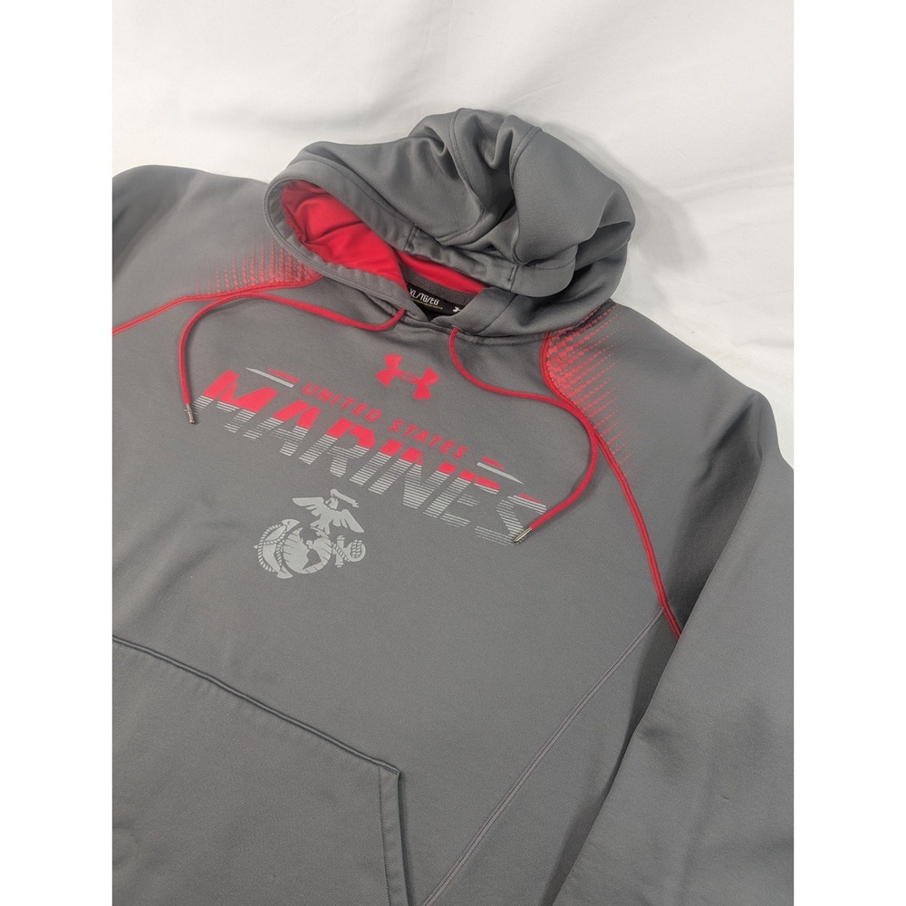 Under Armour Hoodie XL XStorm Grey US Marine Corps USMC Fleece Pullover